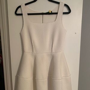 White Full Skirt Scuba Dress